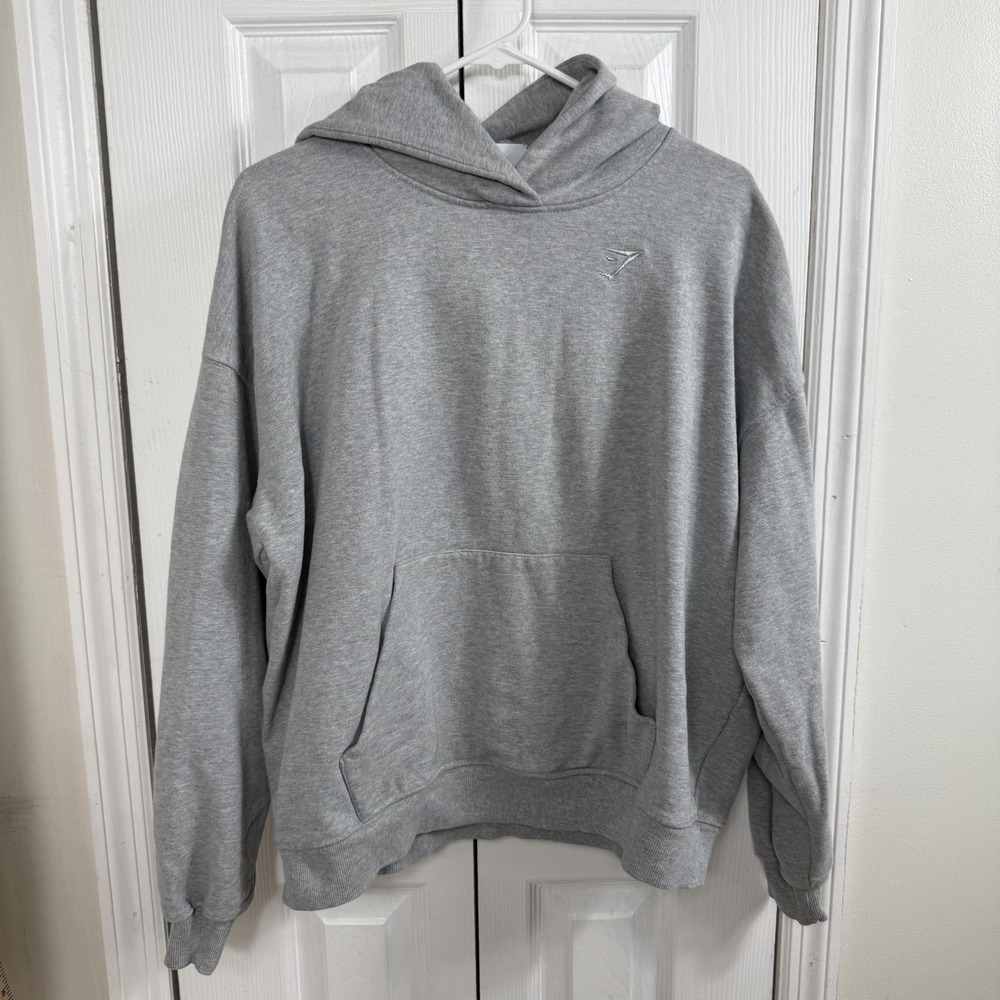 Gymshark Oversized Hoodie S Gray Athleisure Minimalist Pullover Sweatshirt